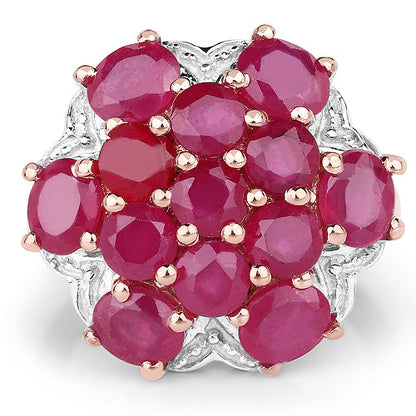 14K Rose Gold Plated 4.52 Carat Genuine Glass Filled Ruby .925 Sterling Silver Ring by Bids.com