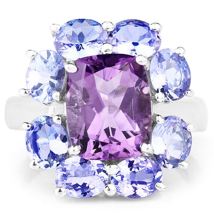 5.24 Carat Genuine Amethyst &amp; Tanzanite .925 Sterling Silver Ring by Bids.com