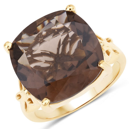 12.35 Carat Genuine Smoky Quartz and White Diamond .925 Sterling Silver Ring by Bids.com