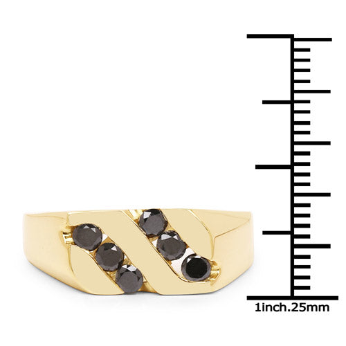 14K Yellow Gold Plated 0.60 Carat Genuine Black Diamond .925 Sterling Silver Ring by Bids.com