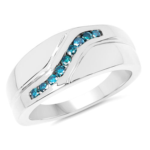 0.27 Carat Genuine Blue Diamond .925 Sterling Silver Ring by Bids.com