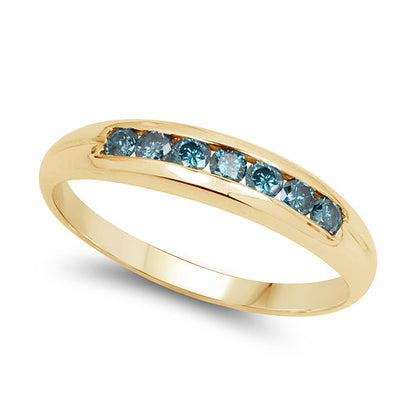14K Yellow Gold Plated 0.35 Carat Genuine Blue Diamond .925 Sterling Silver Ring by Bids.com