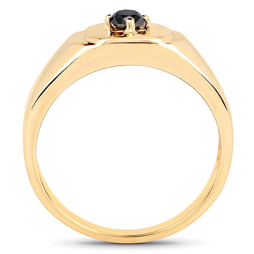 14K Yellow Gold Plated 0.20 Carat Genuine Black Diamond .925 Sterling Silver Ring by Bids.com