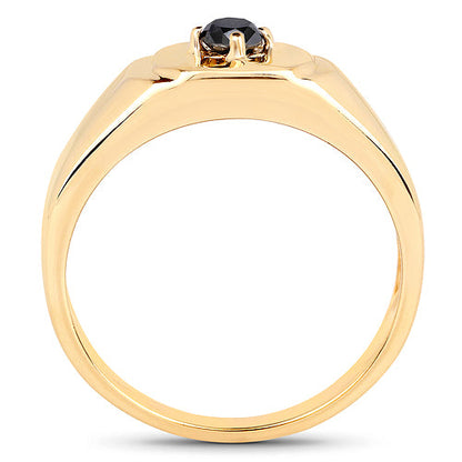 14K Yellow Gold Plated 0.20 Carat Genuine Black Diamond .925 Sterling Silver Ring by Bids.com