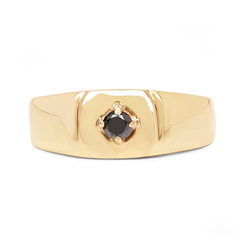 14K Yellow Gold Plated 0.20 Carat Genuine Black Diamond .925 Sterling Silver Ring by Bids.com