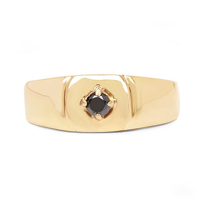 14K Yellow Gold Plated 0.20 Carat Genuine Black Diamond .925 Sterling Silver Ring by Bids.com