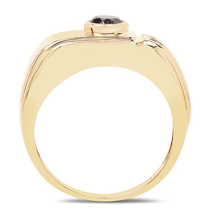 14K Yellow Gold Plated 0.25 Carat Genuine Black Diamond .925 Sterling Silver Ring by Bids.com