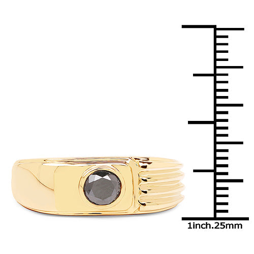 14K Yellow Gold Plated 0.25 Carat Genuine Black Diamond .925 Sterling Silver Ring by Bids.com