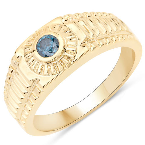 0.20 Carat Genuine Blue Diamond .925 Sterling Silver Ring by Bids.com