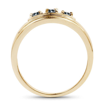 14K Yellow Gold Plated 0.33 Carat Genuine Blue Diamond .925 Sterling Silver Ring by Bids.com