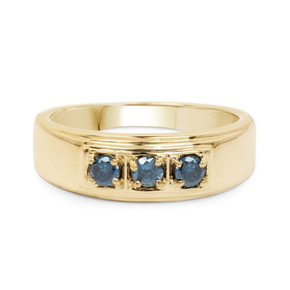 14K Yellow Gold Plated 0.33 Carat Genuine Blue Diamond .925 Sterling Silver Ring by Bids.com