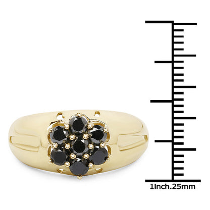14K Yellow Gold Plated 0.98 Carat Genuine Black Diamond .925 Sterling Silver Ring by Bids.com