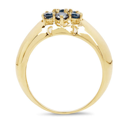 14K Yellow Gold Plated 0.98 Carat Genuine Blue Diamond .925 Sterling Silver Ring by Bids.com