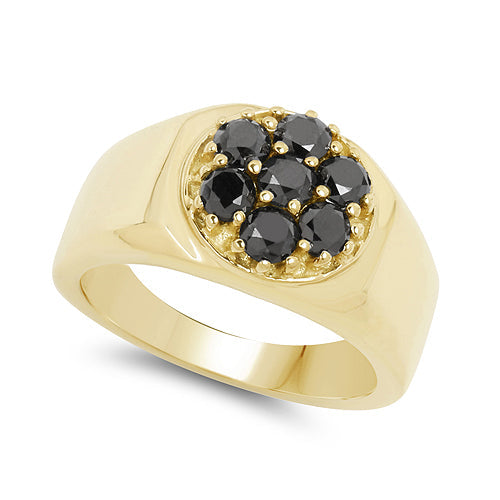 14K Yellow Gold Plated 0.98 Carat Genuine Black Diamond .925 Sterling Silver Ring by Bids.com