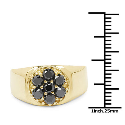 14K Yellow Gold Plated 0.98 Carat Genuine Black Diamond .925 Sterling Silver Ring by Bids.com