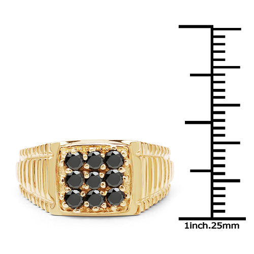 14K Yellow Gold Plated 0.63 Carat Genuine Black Diamond .925 Sterling Silver Ring  DestGlow