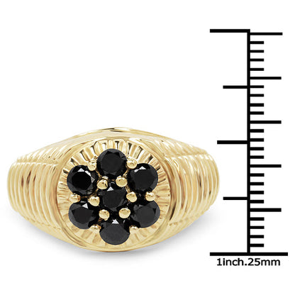 14K Yellow Gold Plated 1.40 Carat Genuine Black Diamond .925 Sterling Silver Ring by Bids.com