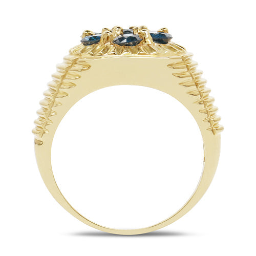 14K Yellow Gold Plated 1.40 Carat Genuine Blue Diamond .925 Sterling Silver Ring by Bids.com