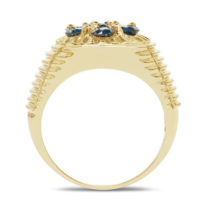 14K Yellow Gold Plated 1.40 Carat Genuine Blue Diamond .925 Sterling Silver Ring by Bids.com