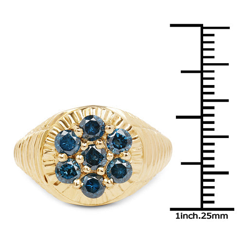 14K Yellow Gold Plated 1.40 Carat Genuine Blue Diamond .925 Sterling Silver Ring by Bids.com