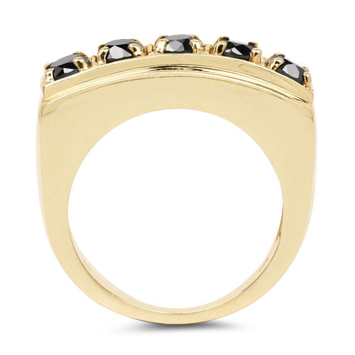 14K Yellow Gold Plated 1.25 Carat Genuine Black Diamond .925 Sterling Silver Ring by Bids.com