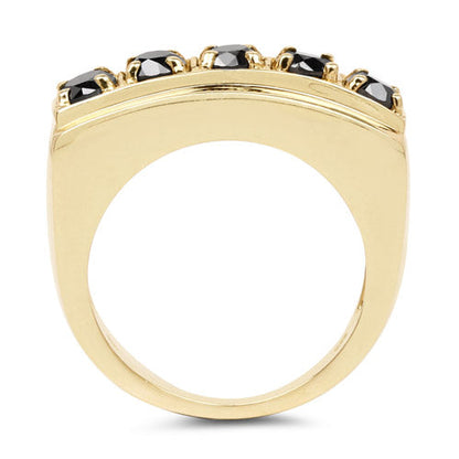 14K Yellow Gold Plated 1.25 Carat Genuine Black Diamond .925 Sterling Silver Ring by Bids.com