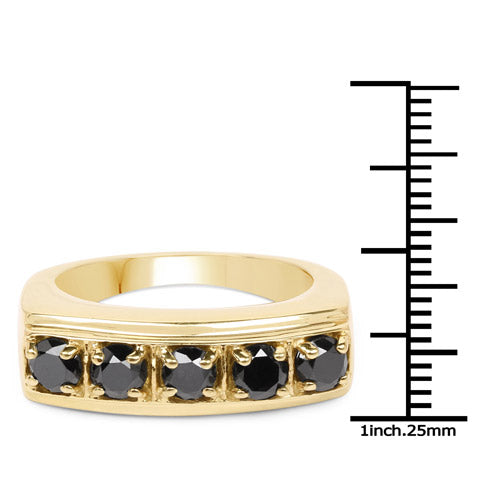 14K Yellow Gold Plated 1.25 Carat Genuine Black Diamond .925 Sterling Silver Ring by Bids.com