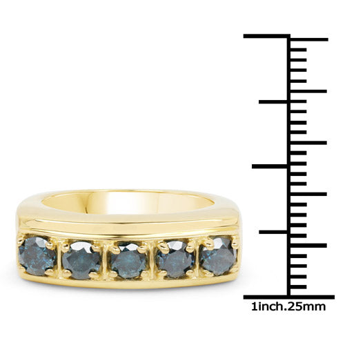 14K Yellow Gold Plated 1.25 Carat Genuine Blue Diamond .925 Sterling Silver Ring by Bids.com