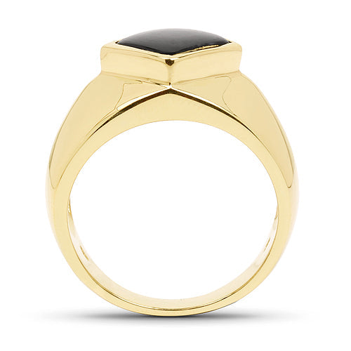 14K Yellow Gold Plated 2.00 Carat Genuine Black Onyx .925 Sterling Silver Ring by Bids.com