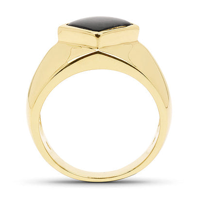 14K Yellow Gold Plated 2.00 Carat Genuine Black Onyx .925 Sterling Silver Ring by Bids.com