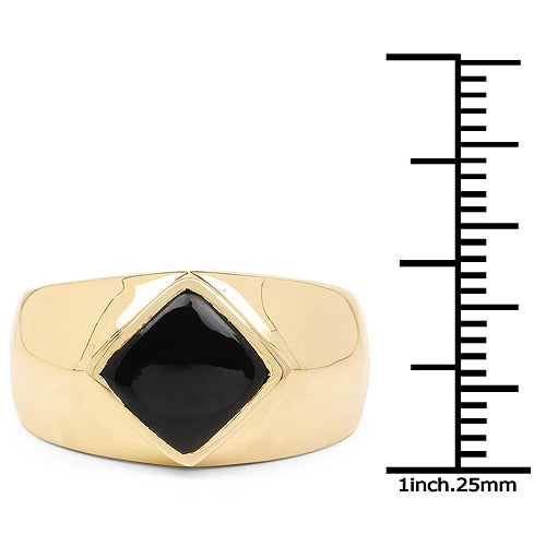 14K Yellow Gold Plated 2.00 Carat Genuine Black Onyx .925 Sterling Silver Ring by Bids.com