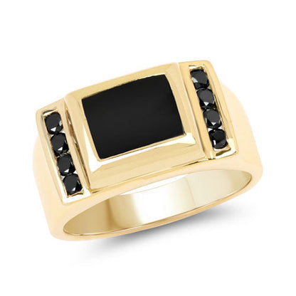 2.14 Carat Genuine Black Onyx and Black Diamond .925 Sterling Silver Ring by Bids.com