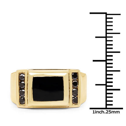 2.14 Carat Genuine Black Onyx and Black Diamond .925 Sterling Silver Ring by Bids.com