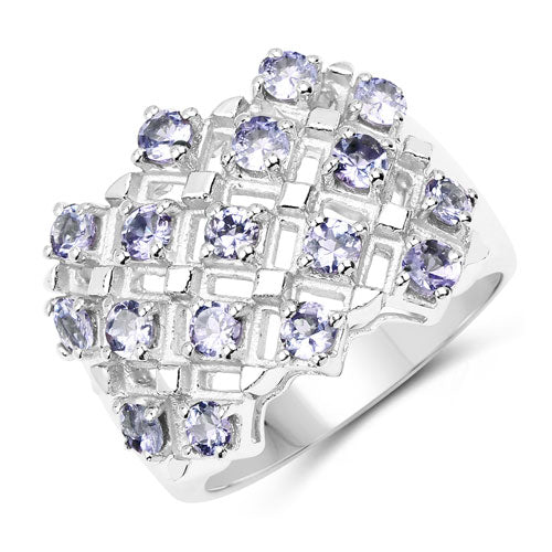 1.53 Carat Genuine Tanzanite .925 Sterling Silver Ring  DestGlow