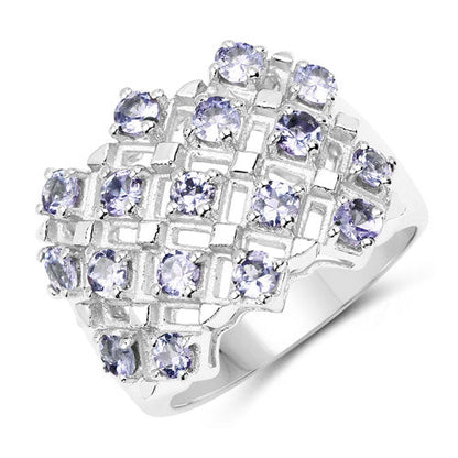 1.53 Carat Genuine Tanzanite .925 Sterling Silver Ring  DestGlow