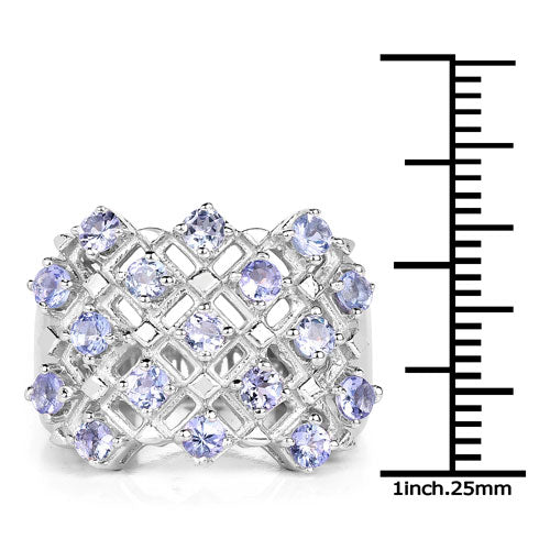 1.53 Carat Genuine Tanzanite .925 Sterling Silver Ring  DestGlow