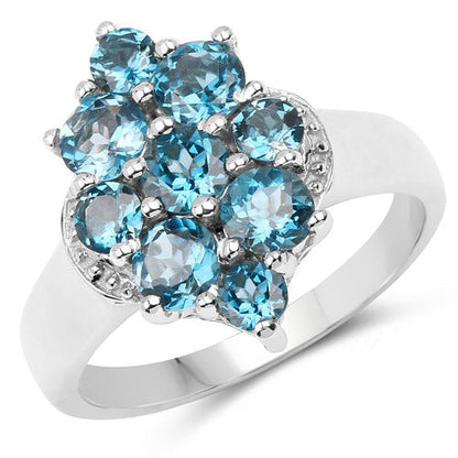 2.16 Carat Genuine London Blue Topaz .925 Sterling Silver Ring by Bids.com