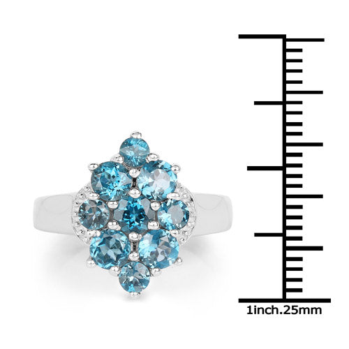 2.16 Carat Genuine London Blue Topaz .925 Sterling Silver Ring by Bids.com