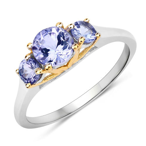 Two Tone Plated 1.07 Carat Genuine Tanzanite .925 Sterling Silver Ring by Bids.com