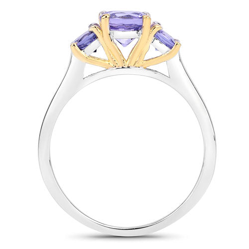 Two Tone Plated 1.07 Carat Genuine Tanzanite .925 Sterling Silver Ring by Bids.com