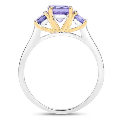 Two Tone Plated 1.07 Carat Genuine Tanzanite .925 Sterling Silver Ring by Bids.com