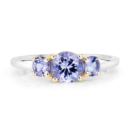 Two Tone Plated 1.07 Carat Genuine Tanzanite .925 Sterling Silver Ring by Bids.com