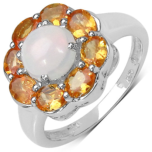 2.65 Carat Genuine Ethiopian Opal &amp; Spessartite .925 Sterling Silver Ring by Bids.com