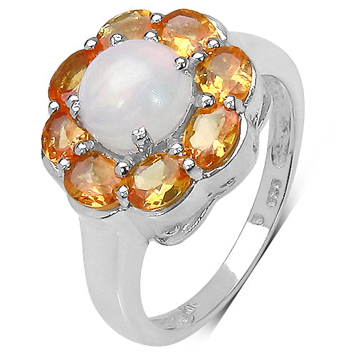 2.65 Carat Genuine Ethiopian Opal &amp; Spessartite .925 Sterling Silver Ring by Bids.com