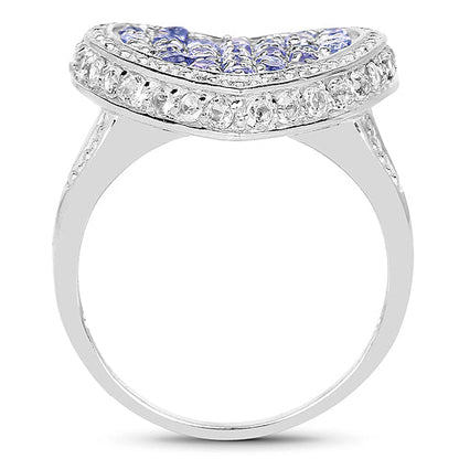 1.81 Carat Genuine Tanzanite and White Topaz .925 Sterling Silver Ring by Bids.com