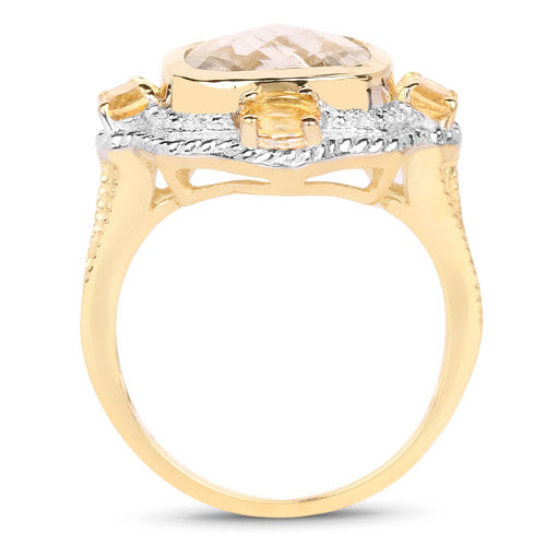 14K Yellow Gold Plated 4.07 Carat Genuine Golden Rutile and Citrine .925 Sterling Silver Ring by Bids.com