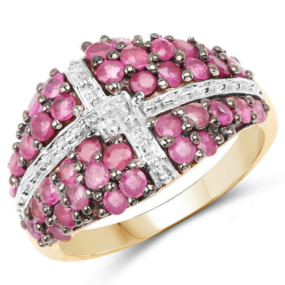 14K Yellow Gold Plated 1.70 Carat Genuine Ruby .925 Sterling Silver Ring by Bids.com