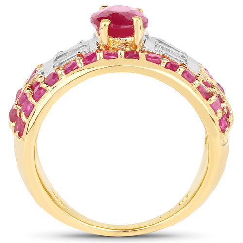 4.23 Carat Glass Filled Ruby and White Topaz .925 Sterling Silver Ring by Bids.com