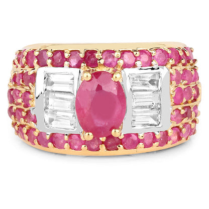 4.23 Carat Glass Filled Ruby and White Topaz .925 Sterling Silver Ring by Bids.com