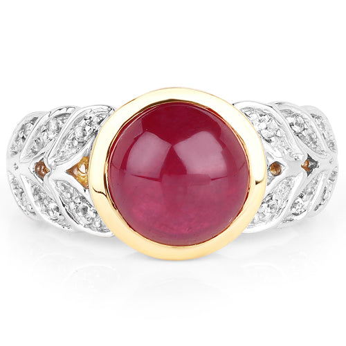 5.11 Carat Glass Filled Ruby and White Topaz .925 Sterling Silver Ring by Bids.com